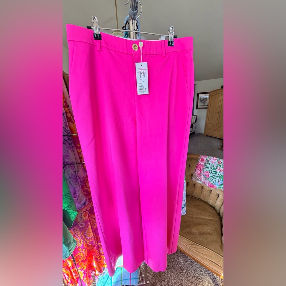 ❌SOLD NWT Lilly Pulitzer Colletti Pants - Bright Pink Wide Leg Trousers. Size 10